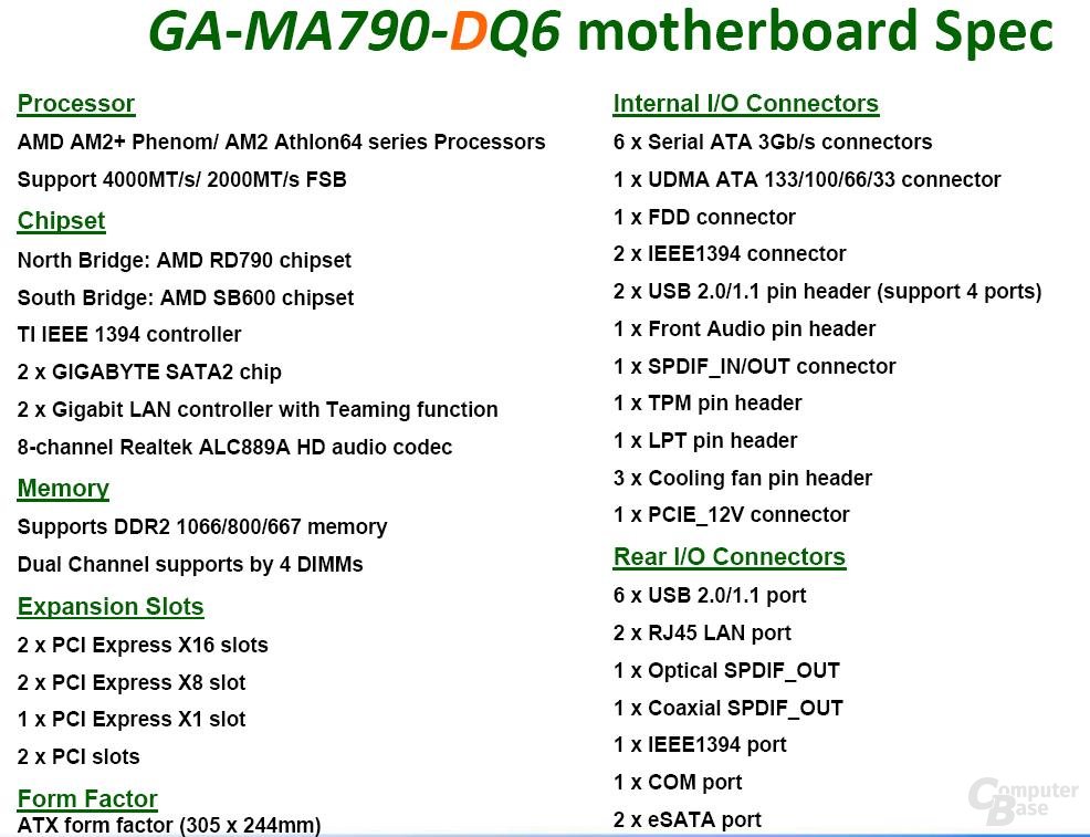 GA-MA790-DQ6 Spezifikationen