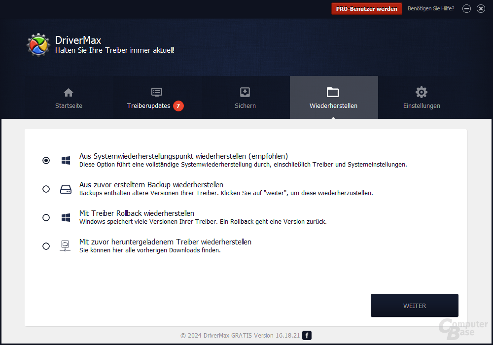 DriverMax – Wiederherstellen