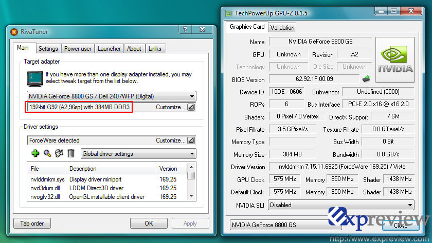 RivaTuner – GeForce 8800 GS (384 MB)