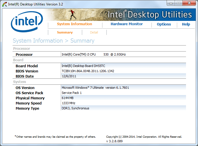 Intel Desktop Utilities – System Information (Bild: software.informer)