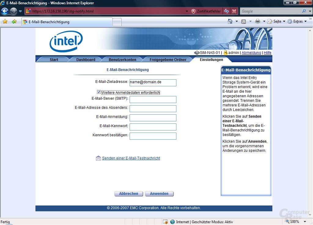 E-Mail Benachrichtigung
