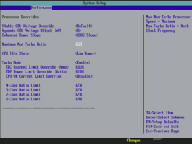 Turbo-Mode-Einstellungen beim Core i7-965 XE für die Simulation eines i7-940