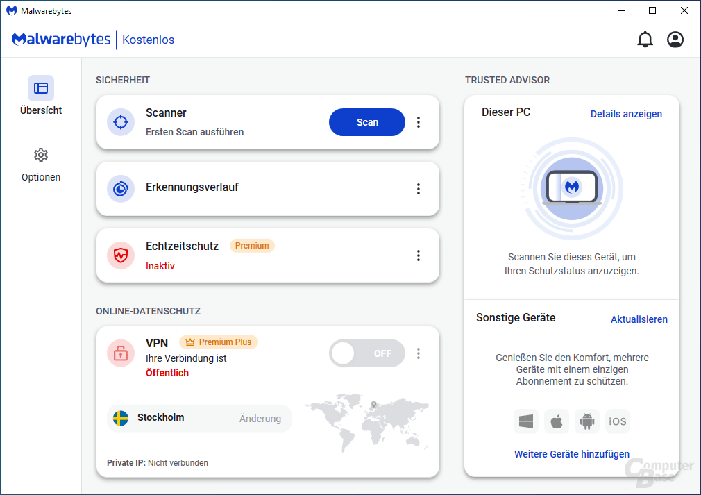 Malwarebytes – Oberfläche