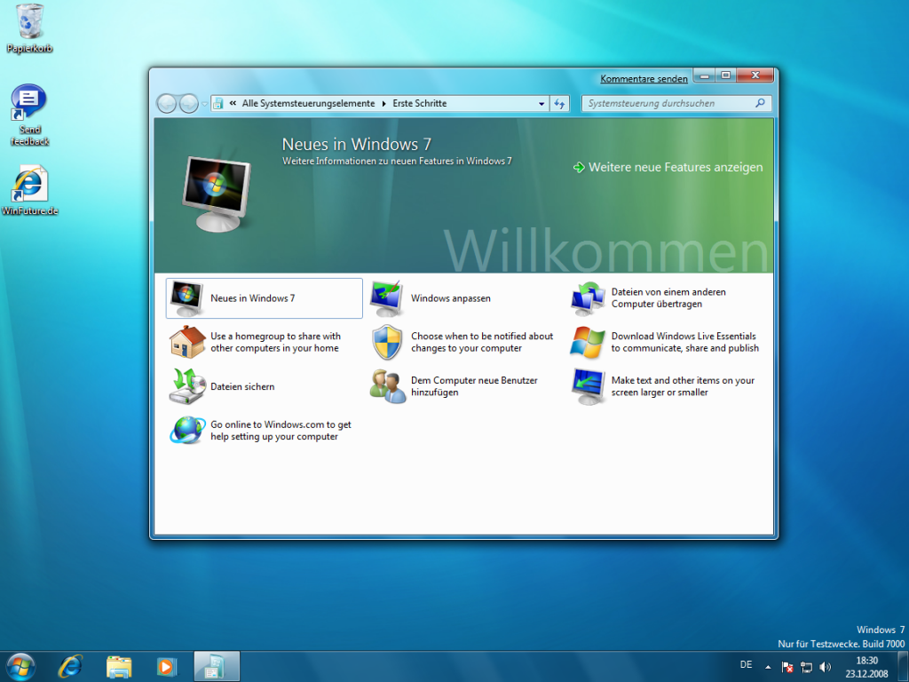 Die deutsch-englische Version von Windows 7
