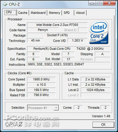 Intel Pentium Dual-Core T4200 mit 2 GHz