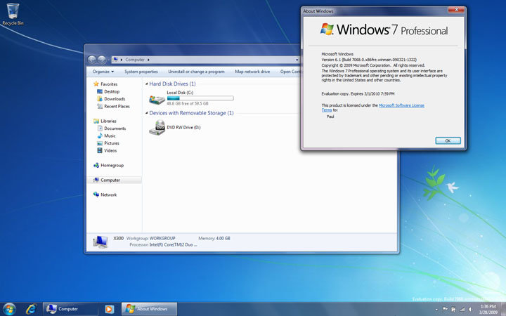 Windows 7 Build 7068 Professional