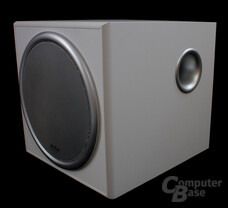 Subwoofer des Edifier S330D seitlich