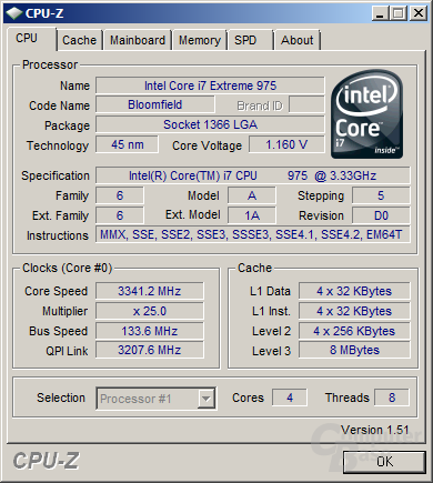 Intel Core i7 975 XE ganz normal