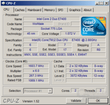 Core 2 Duo E7400 beim Stromsparen