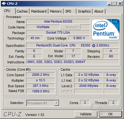 Pentium E6300 stabil unter einem Volt