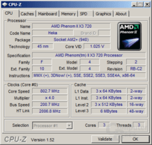 AMD Phenom II X3 720 beim Stromsparen