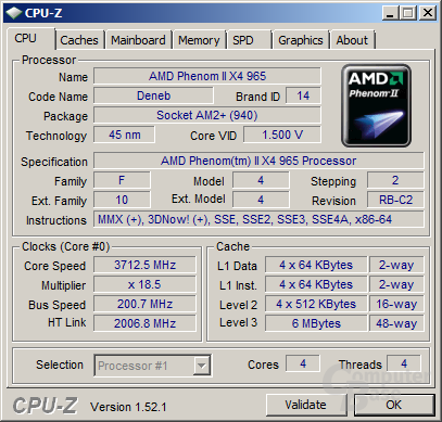 AMD Phenom II X4 965 Black Edition mit 3,7 GHz