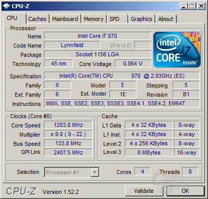 Core i7-870 im Idle