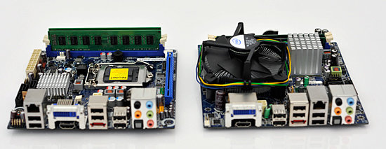 Mini-ITX-Mainboard mit H57-Chipsatz im Vergleich zum G45-Board