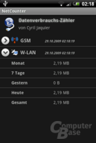 Google Maps unter Android 1.5: Datenaufkommen Straßenkarte (250km-Strecke)