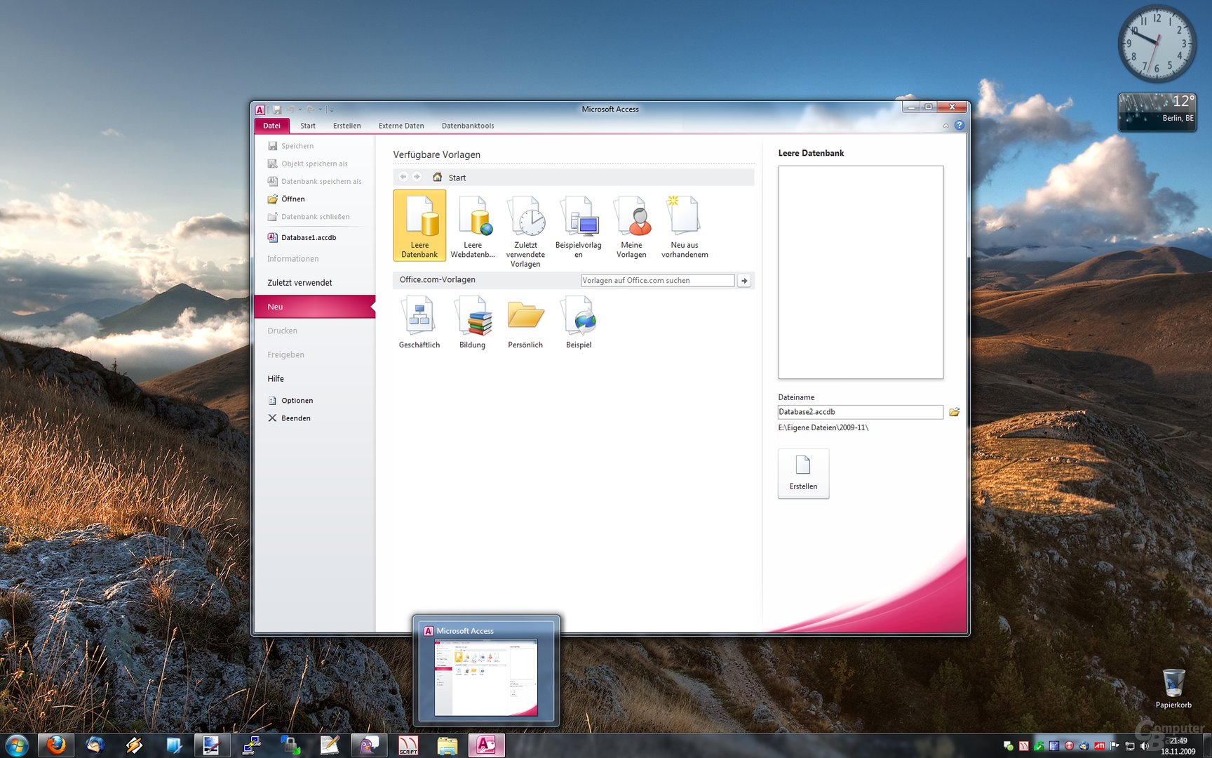 Access 2010 – Übersicht und Taskbar-Icon