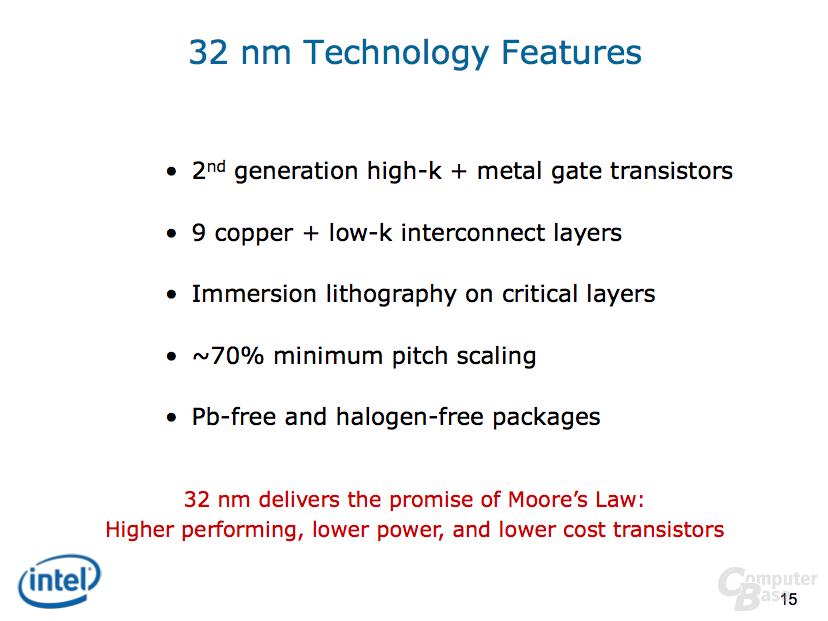 Intel 32 nm Technology Update