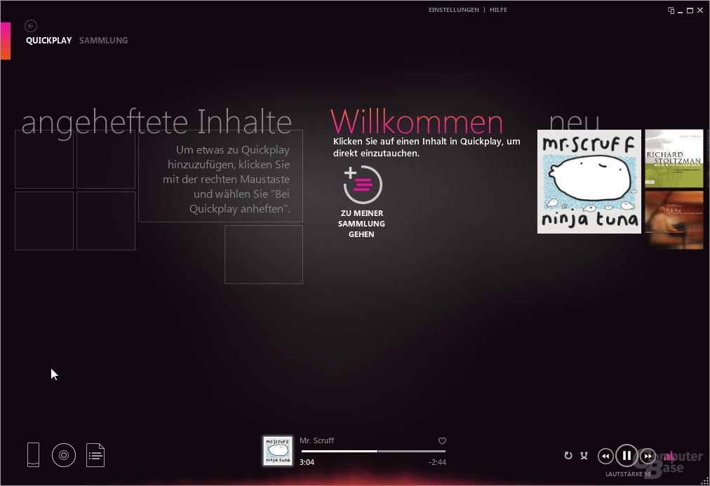 Zune-Software in Deutsch