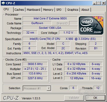 Intel Core i7-980X mit Turbo undervoltet