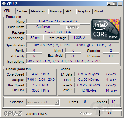 Intel Core i7-980X mit Turbo übertaktet