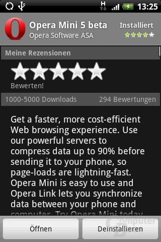 Opera Mini 5 im Android Market