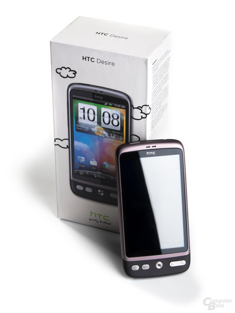 HTC Desire im Standby-Zustand vor Box