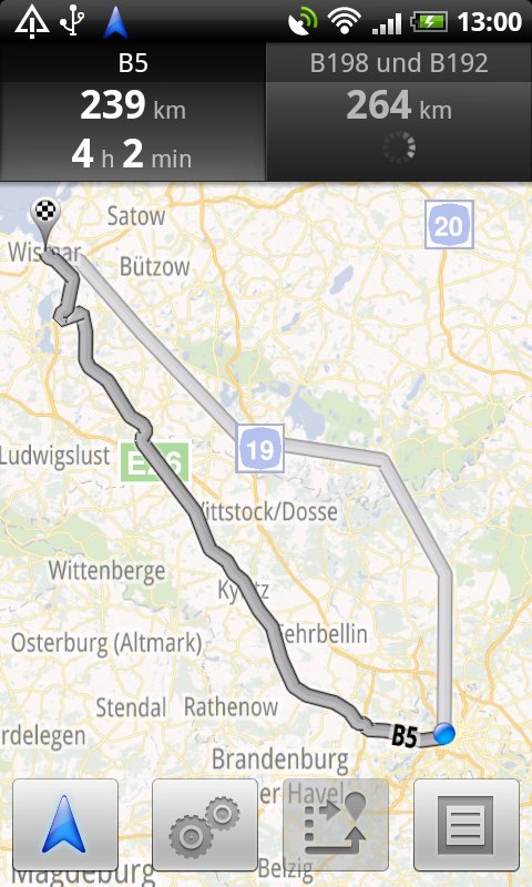Route nach Wismar ohne Autobahn