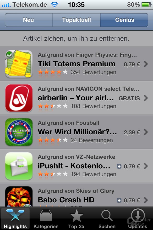 iOS 4.1: App Store (Genius-Funktion)
