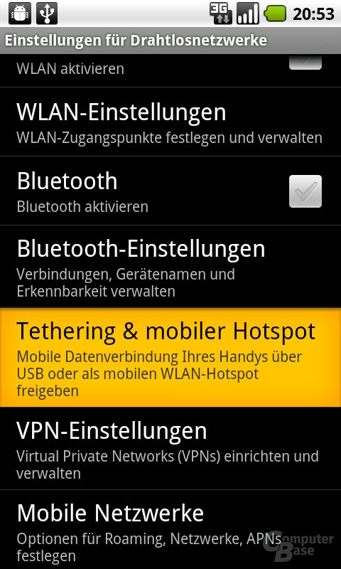 WiFi-Hotspot für Tethering einrichten
