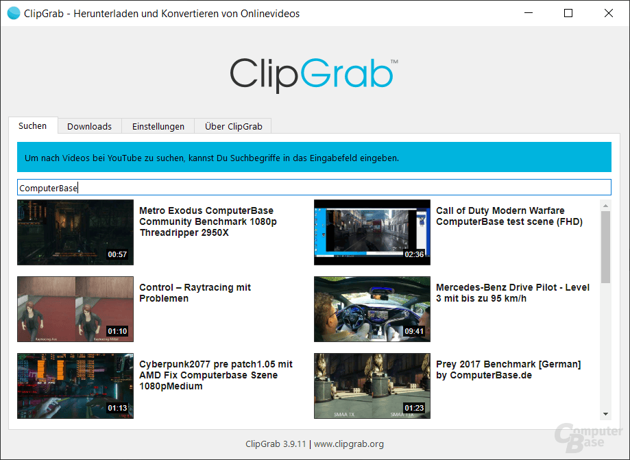ClipGrab – Suchen
