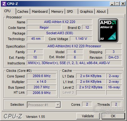 AMD Athlon II X2 220 undervoltet