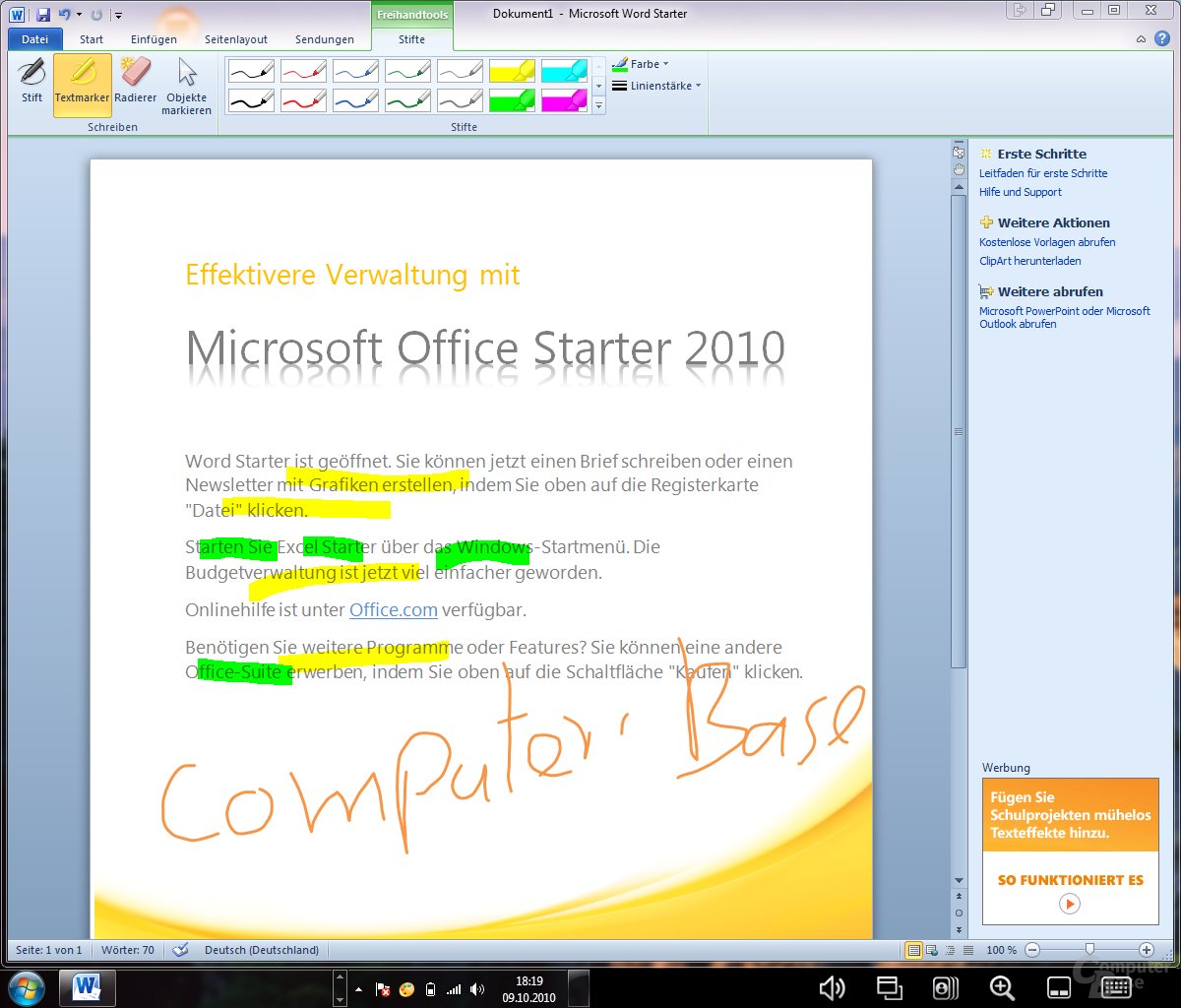 Office 2010 (beide Displays)
