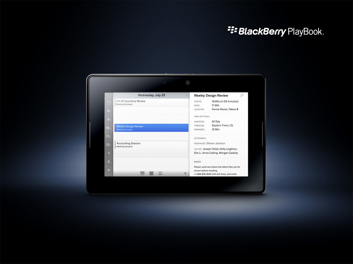 BlackBerry PlayBook: Kalender