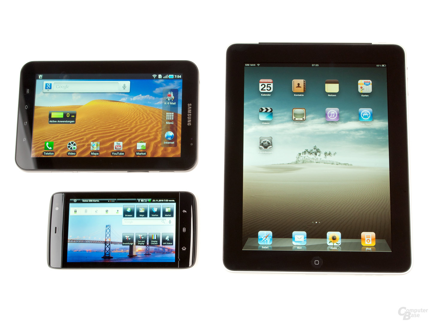Größenvergleich iPad, Galaxy Tab, Dell Streak