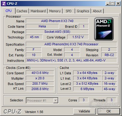 AMD Phenom II X3 740 bei 4,0 GHz