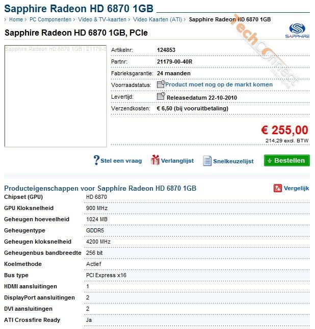 Sapphire Radeon HD 6870 in Online-Shop