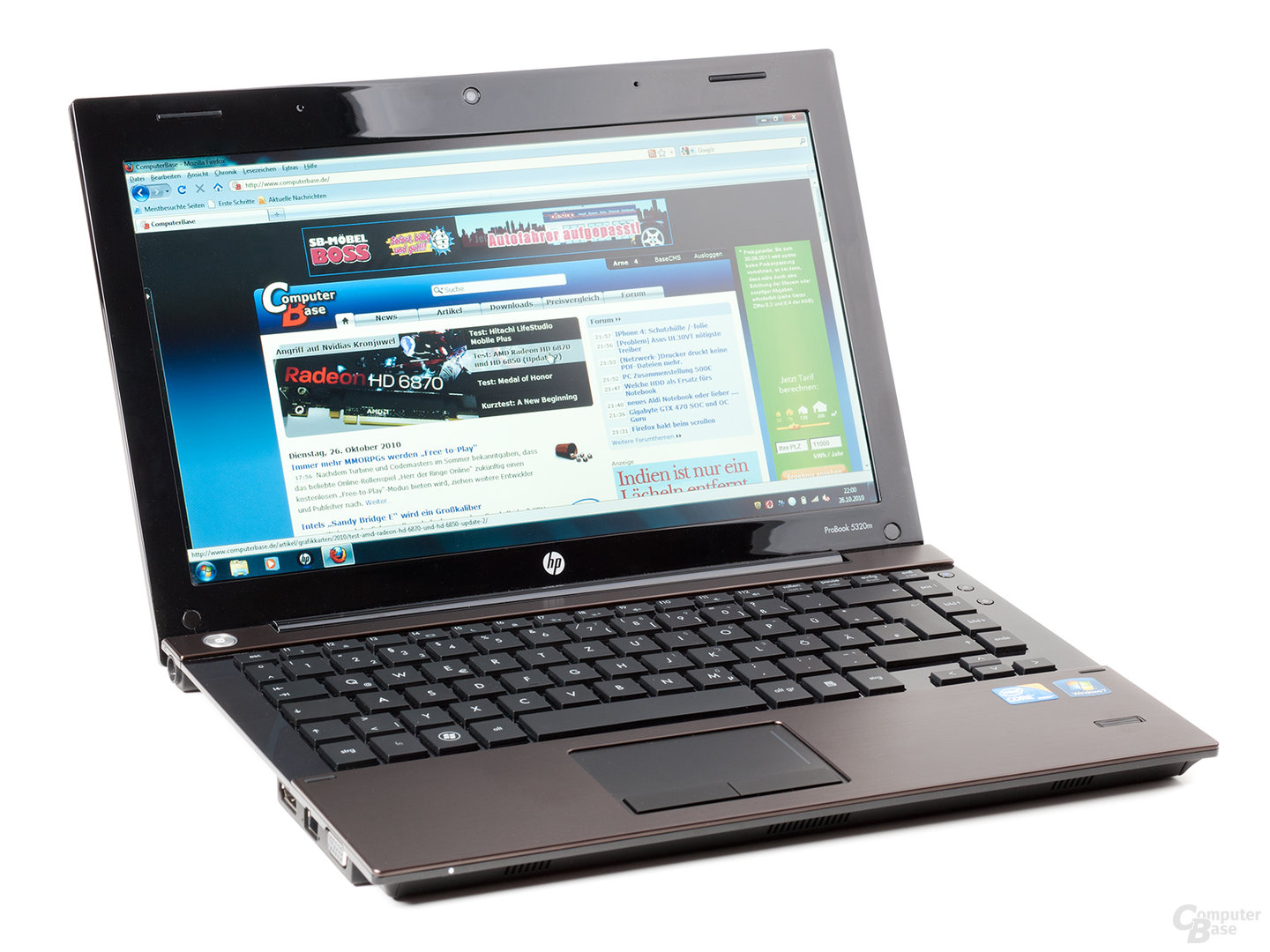 HP ProBook 5320m, geöffnet und eingeschaltet