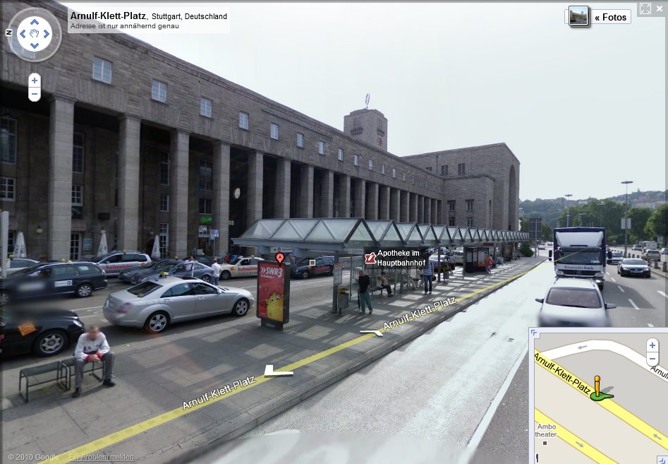 Bei Street View noch in voller Pracht: Der Stuttgarter Hauptbahnhof