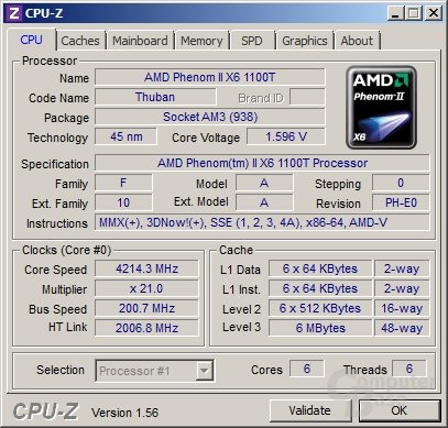 AMD Phenom II X6 1100T Black Edition bei 4,2 GHz