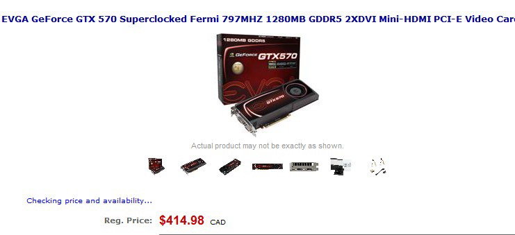 GeForce GTX 570 in kanadischem Online-Shop