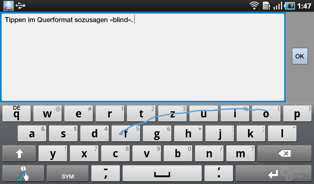 Galaxy Tab: Tastatur (Swype)