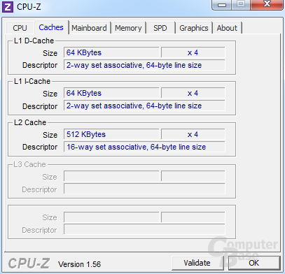 Cache des AMD Phenom II X4 840