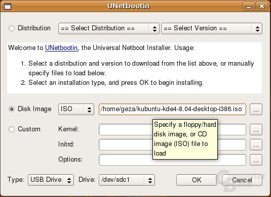 UNetbootin Linux – Distribution laden