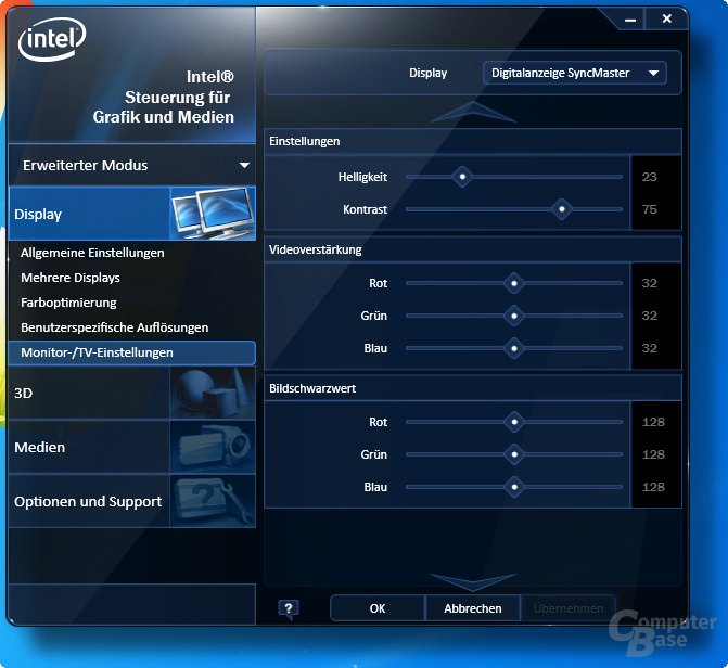 Intel Grafiktreibermenü