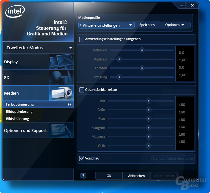 Intel Grafiktreibermenü