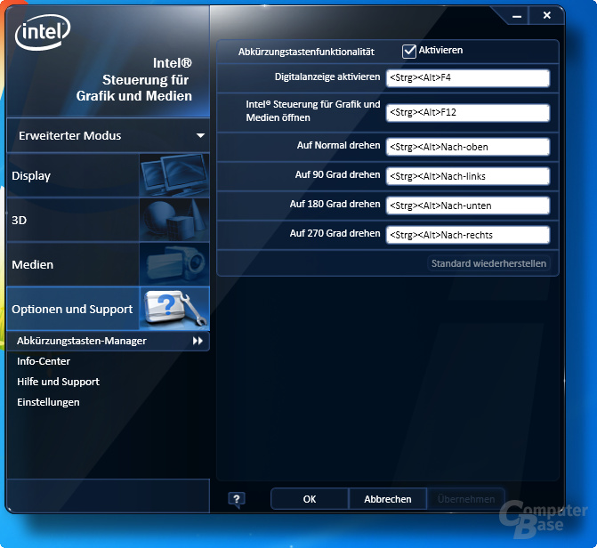 Intel Grafiktreibermenü