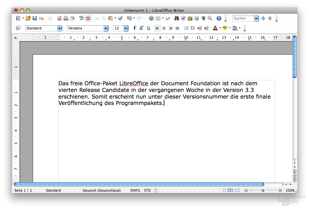 LibreOffice Writer 3.3 unter Mac OS X