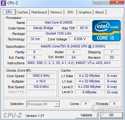Intel Core i5-2400S im Idle