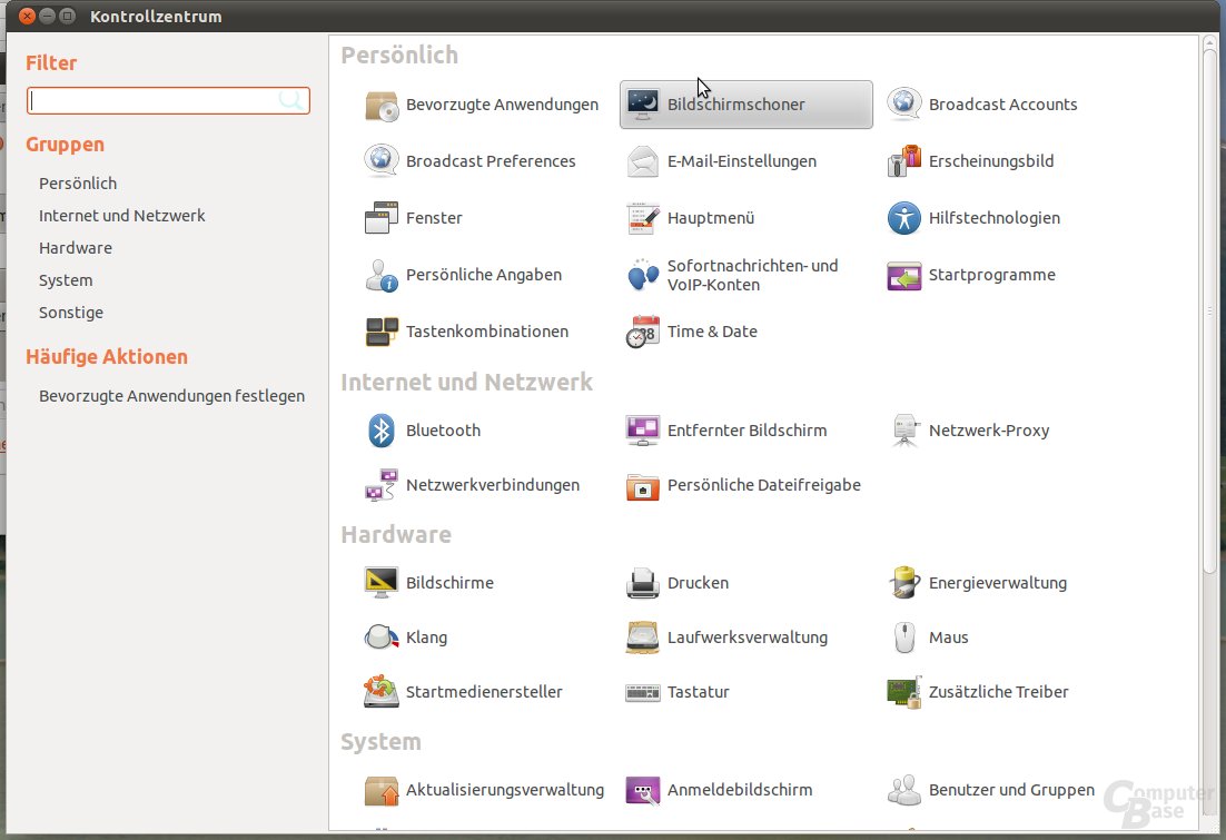 Ubuntu 11.04 Beta 1 – Systemsteuerung (Kontrollzentrum)