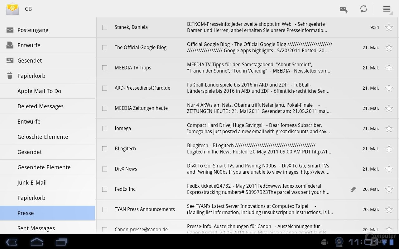 Android 3.0: Mail-Client